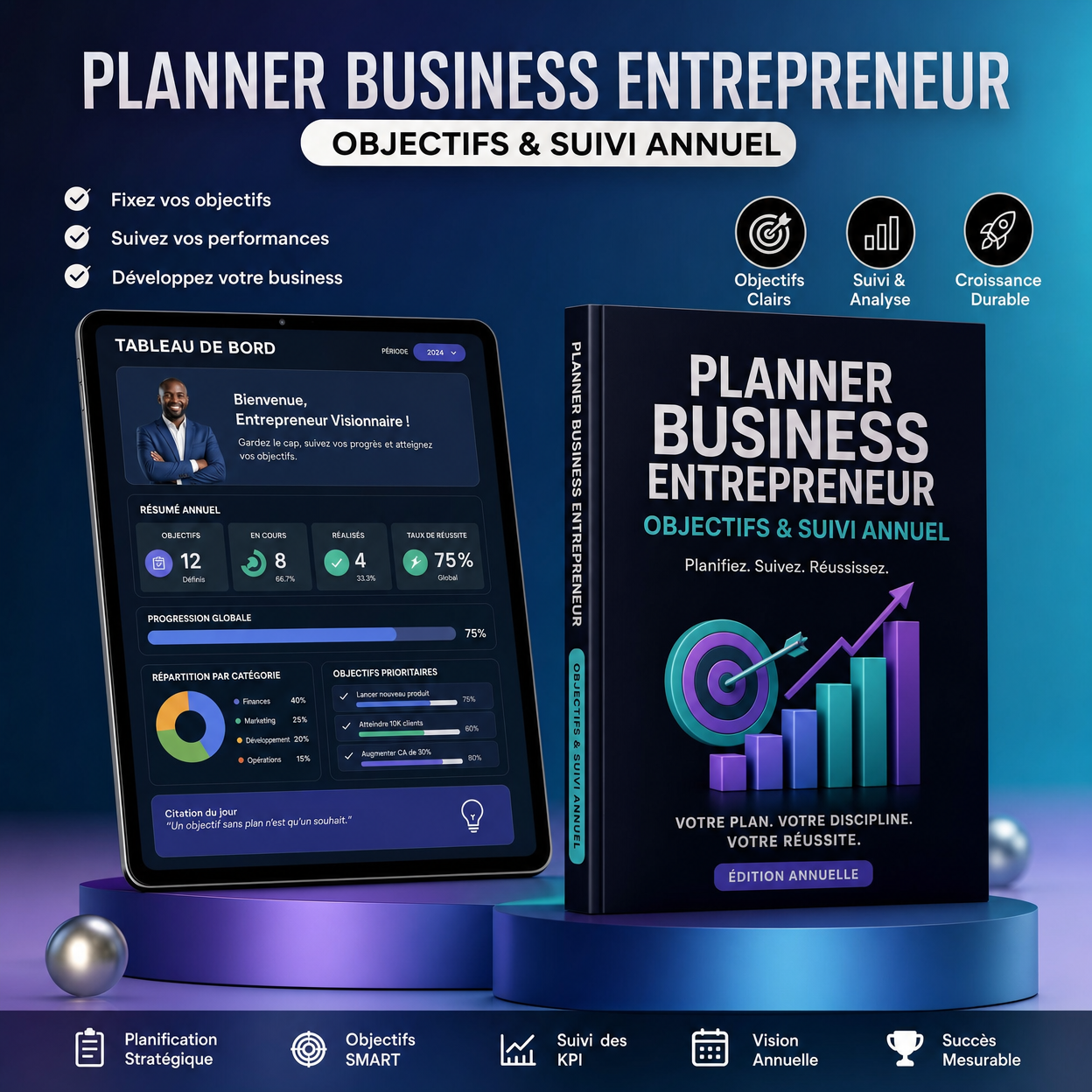 Planner Business Entrepreneur - Objectifs & Suivi Annuel