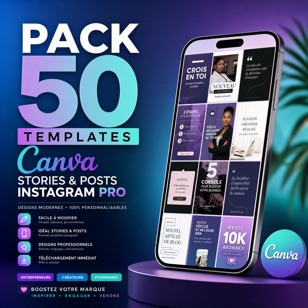 Pack 50 Templates Canva - Stories & Posts Instagram Pro