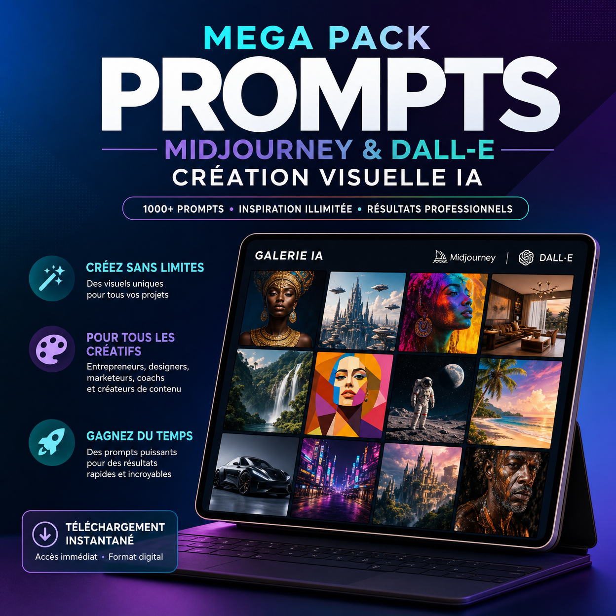 Mega Pack Prompts Midjourney & DALL-E - Création Visuelle IA