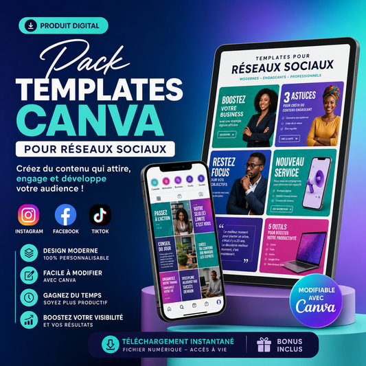 Pack Templates Canva pour Réseaux Sociaux - Instagram, Facebook, TikTok